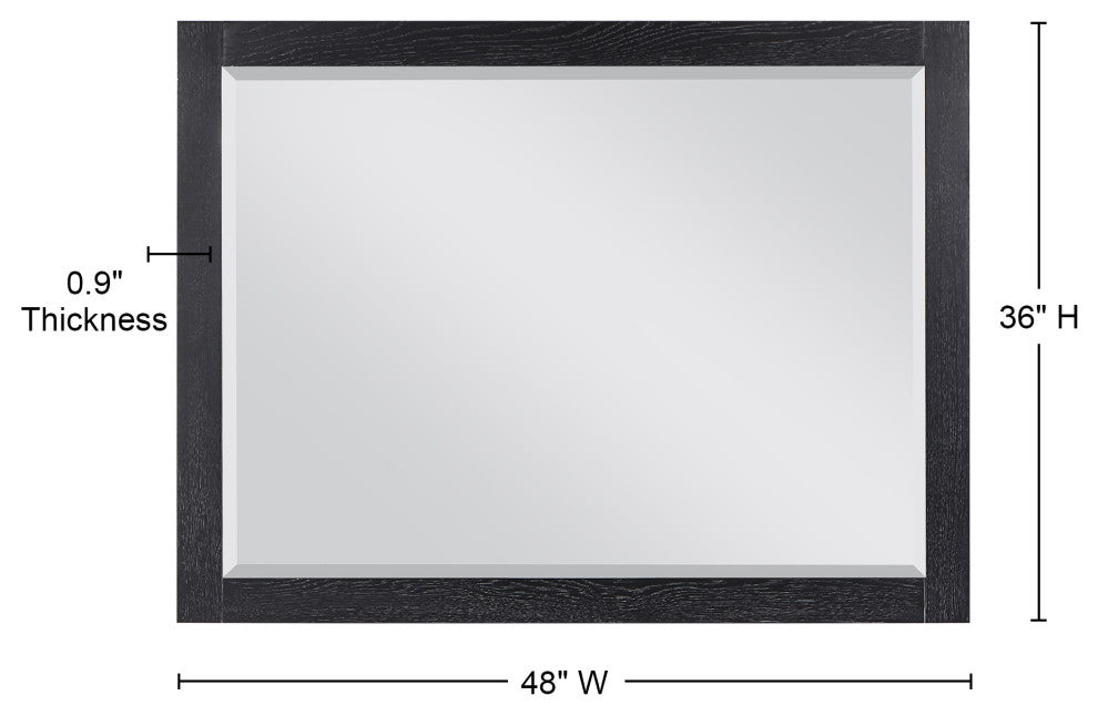 Ivy Rectangular Bathroom Wood Framed Wall Mirror, Black Oak, 48"
