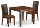 3Pc Dinette Set Includes Square Kitchen Table, Two Seat Dining Chairs, Mahogany