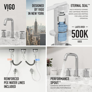 VIGO Cass 8" H 2-Handle Widespread Bathroom Faucet, Chrome