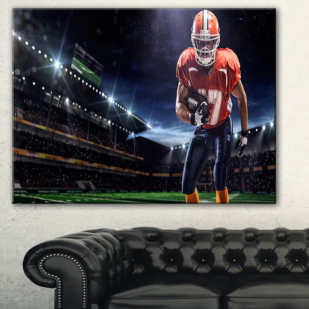 "American Footballer in Action on Stadium" Wall Art, 40"x30"