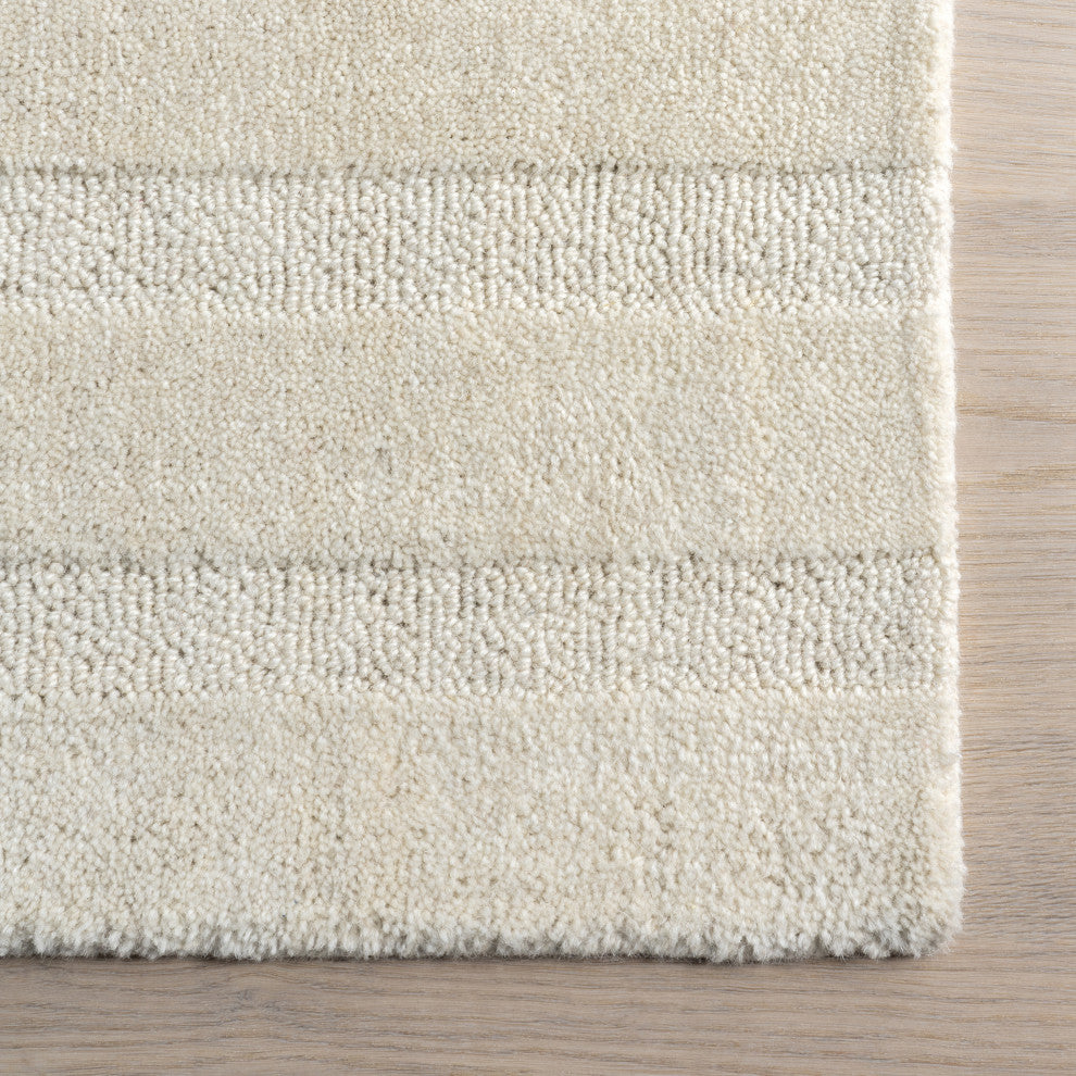 Vestry Striped Wool Area Rug, Ivory 5' x 8'