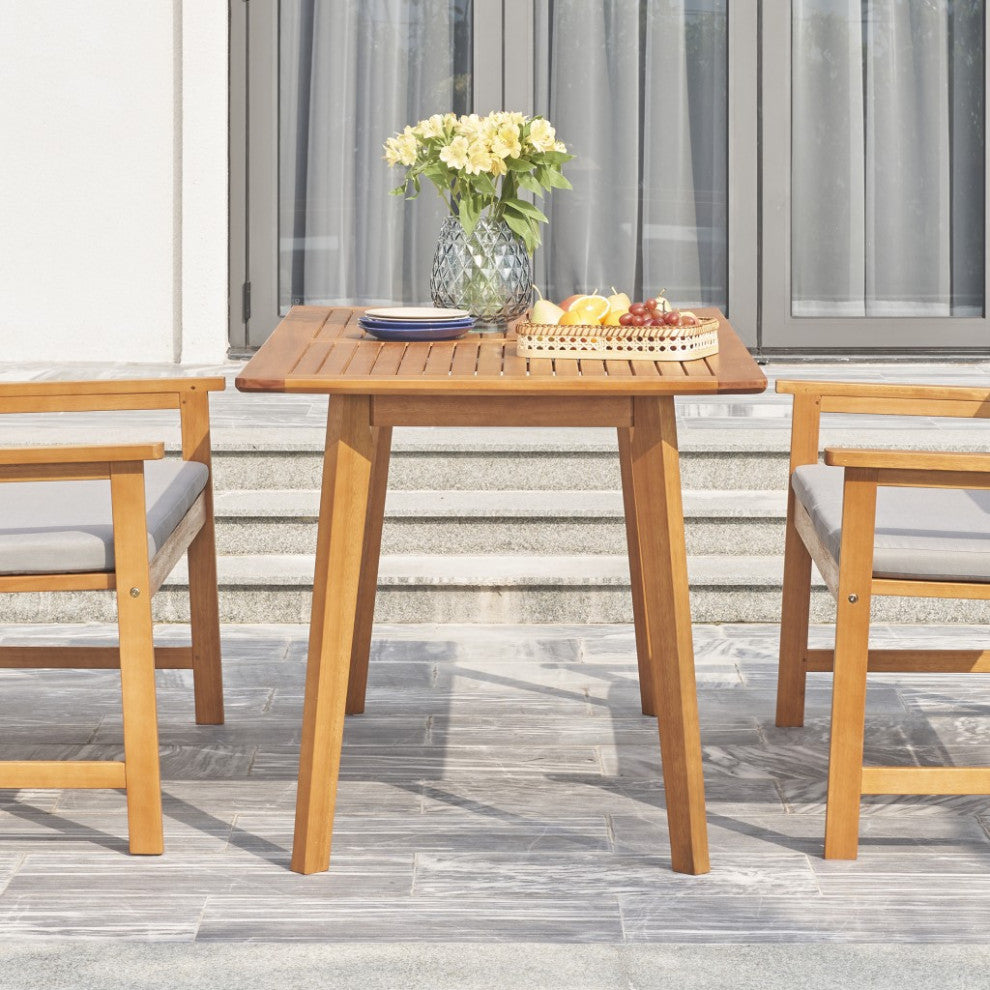 Light Wood Dining Table With Slatted Top