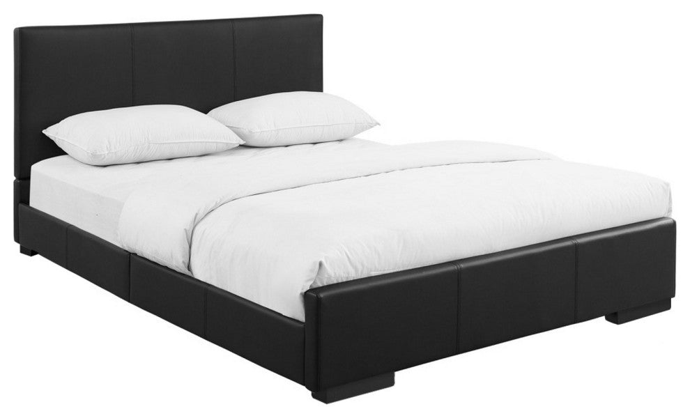 Black Upholstered Twin Platform Bed