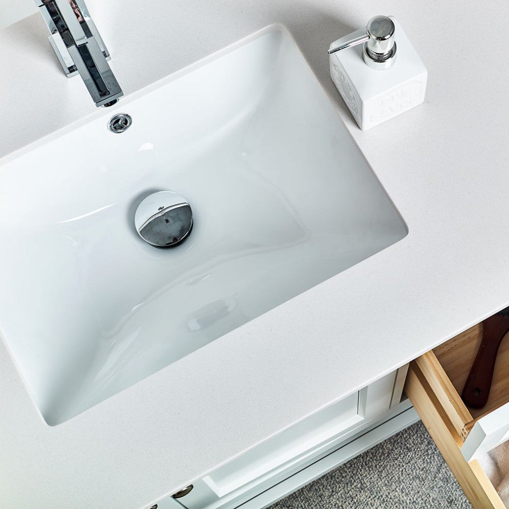 Manchester 72" White Double Sink Bathroom Vanity Set, Faucet-Fft9161bn