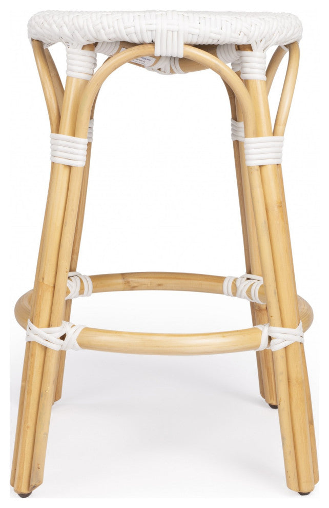 White Rattan Counter Stool