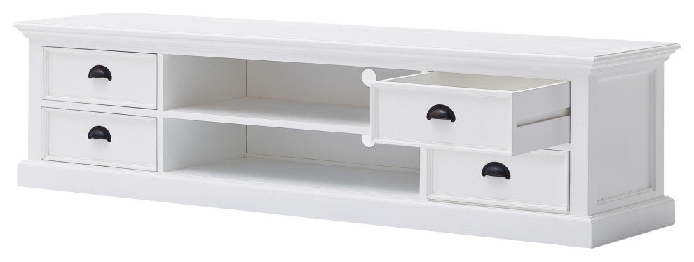 71" Classic White Entertainment Unit With Four Drawers