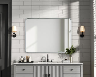 Home Living Contour Metal Rectangle Mirror 27x36, Silver