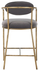 Modrest Baird Modern Grey Velvet, Brass Counter Chair