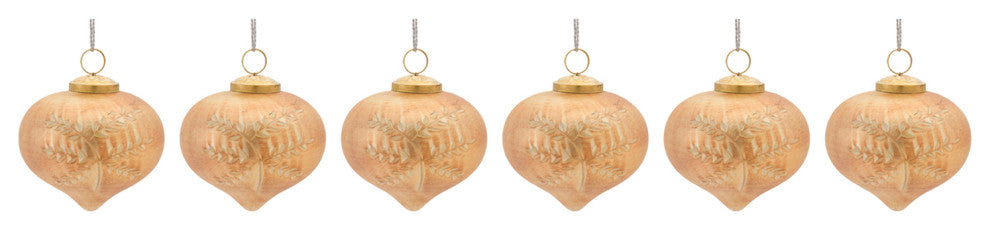 Etched Mecury Glass Ornament, Set of 6