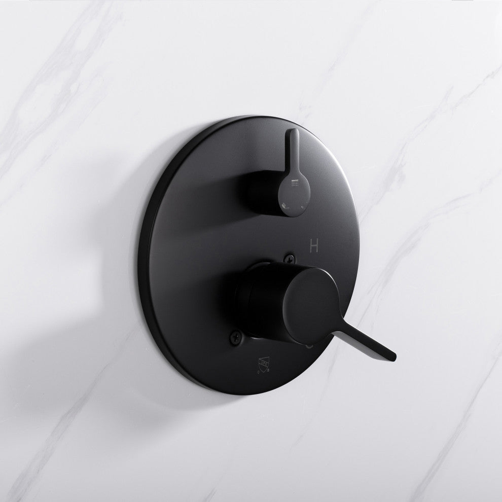 Salamonio Set 8" Matte Black Round Rain Shower and Handheld