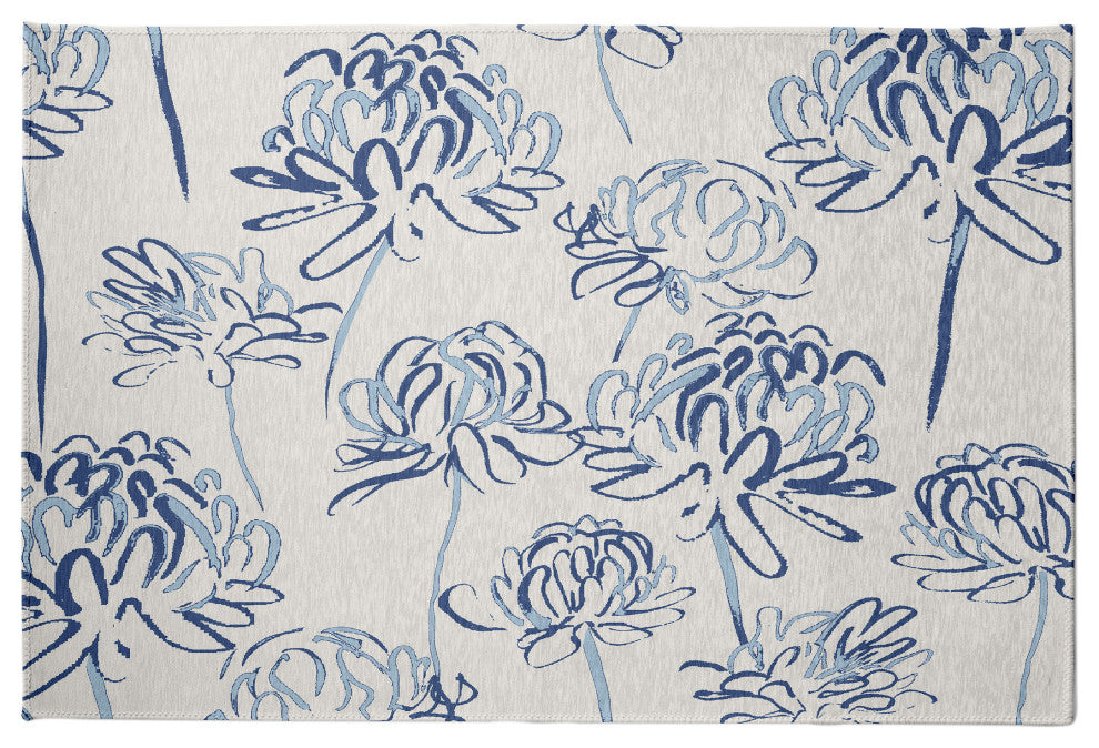 Blossom Bouquet Rug, Blue, 3'x5'