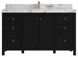 Chicago 60" Single Sink Bathroom Vanity, Black 2" Viola Gold