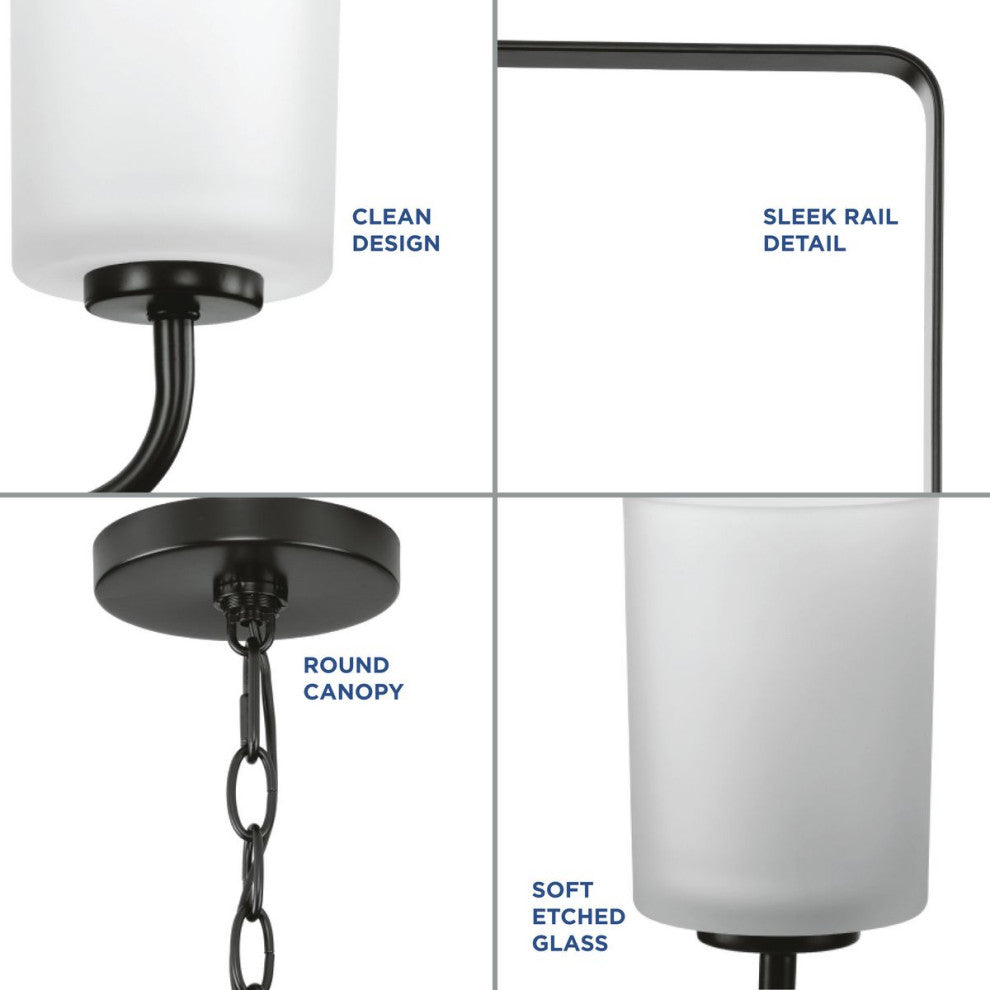 League Collection 3-Light Modern Farmhouse Foyer Chandelier, Matte Black