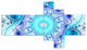 Turquoise Wavy Curves and Circles, Abstract Canvas Art Print, 60"x32", 5 panels