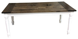 Dark Walnut and White English Farmhouse Table, 66"