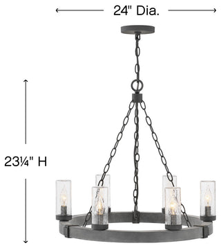 Hinkley Sawyer Outdoor Chandelier, Aged Zinc, 6 Light