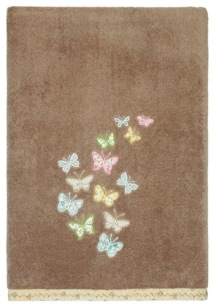 Linum Home Textiles 100% Turkish Cotton MARIPOSA 4PC Embellished Towel Set