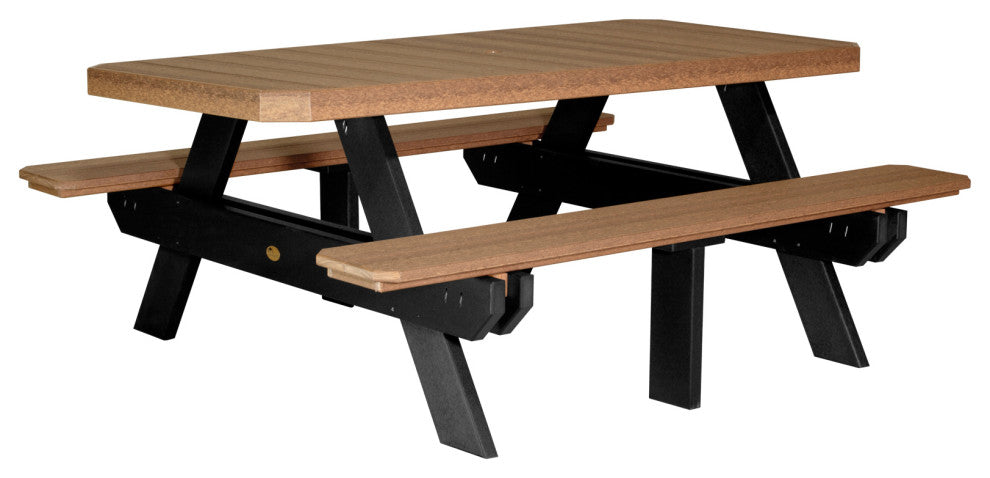 Poly 6' Rectangle Picnic Table, Antique Mahogany & Black