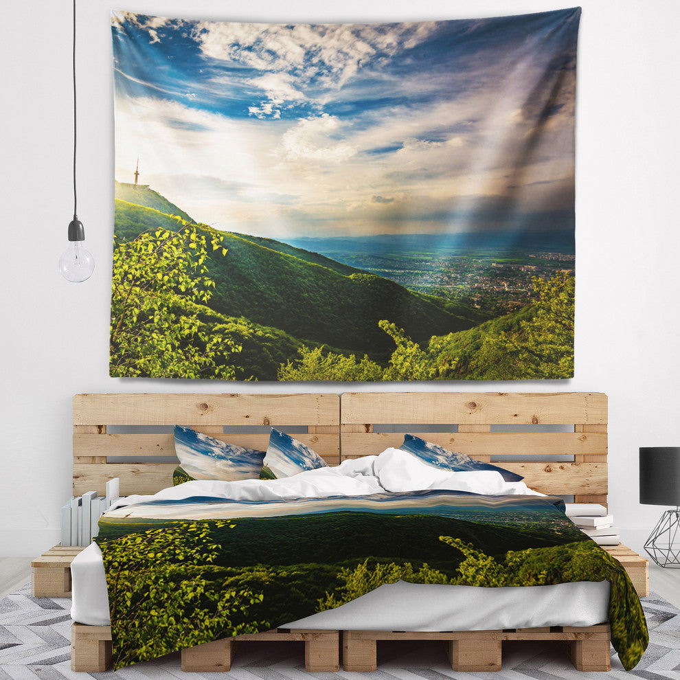 Vitosha Mountain over Sofia Bulgaria Landscape Wall Tapestry, 60"x50"