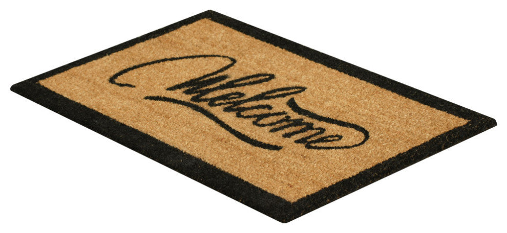 Rubber-Cal "Modern Ribbon Script" Coir Welcome Mat 15mm X 18" X 30"
