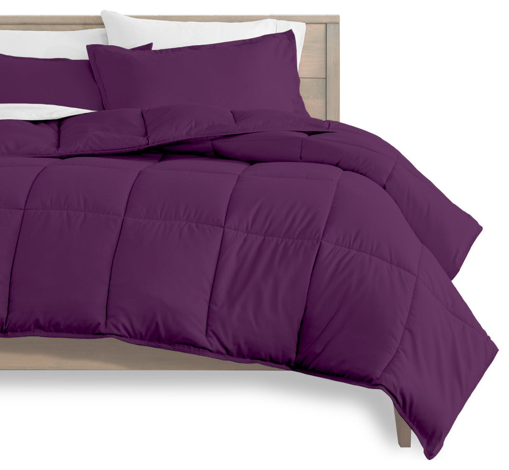 Bare Home 5-Piece Twin XL Bed-in-a-Bag, Plum/White