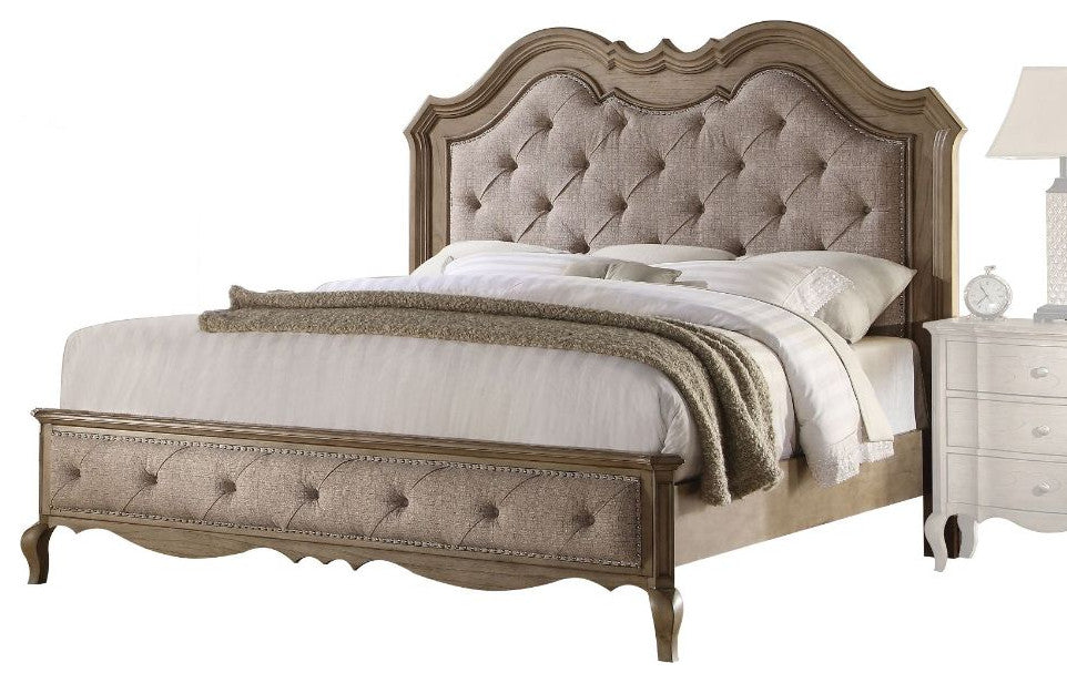 Nina Ornamental Baroque Standard Bed, Beige Antique Taupe, King