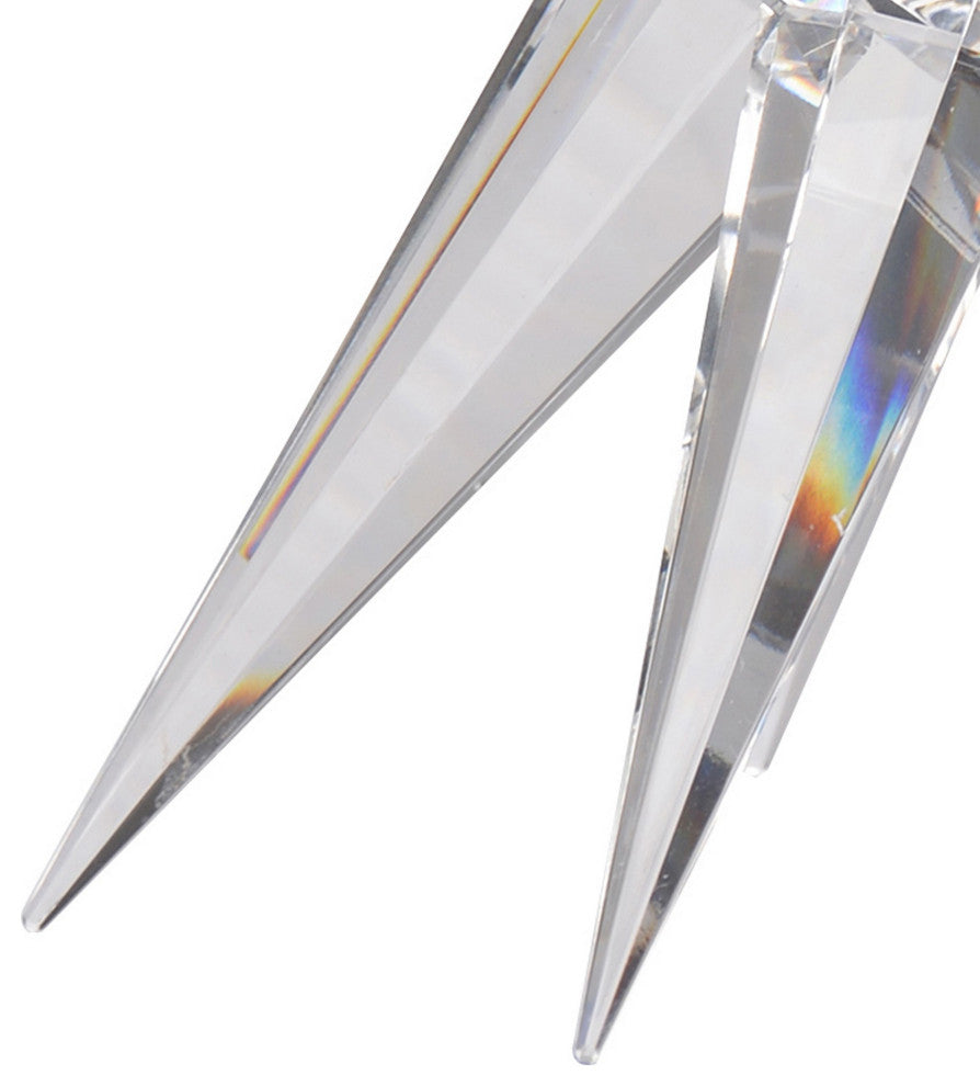 Benzara BM284971 10" Glass Star Decor for Tabletop, Elegant Clear Crystalline