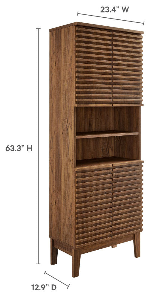 Render Tall Bathroom Storage Cabinet, Walnut
