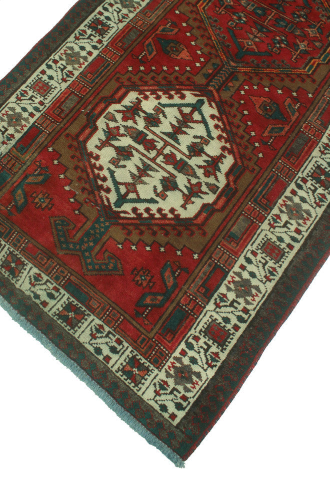 Fine Vintage Distressed Nawfal Rust/Ivory Runner, 3'3x10'8