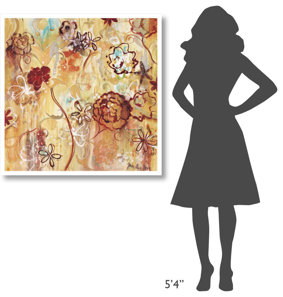 "Garden of Golden Roses" Digital Paper Print by Joan Elan Davis, 38"x38"