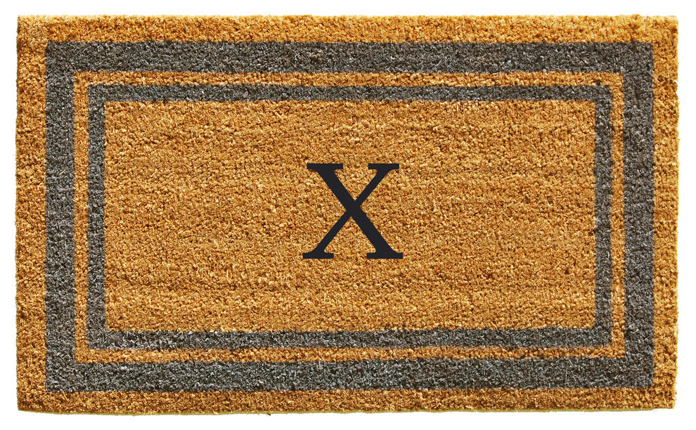 Periwinkle Border 18"x30" Monogram Doormat, Letter X