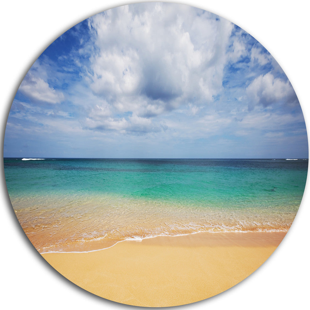 Bright Seashore With Heavy Clouds, Beach Large Disc Metal Wall Art, 11"