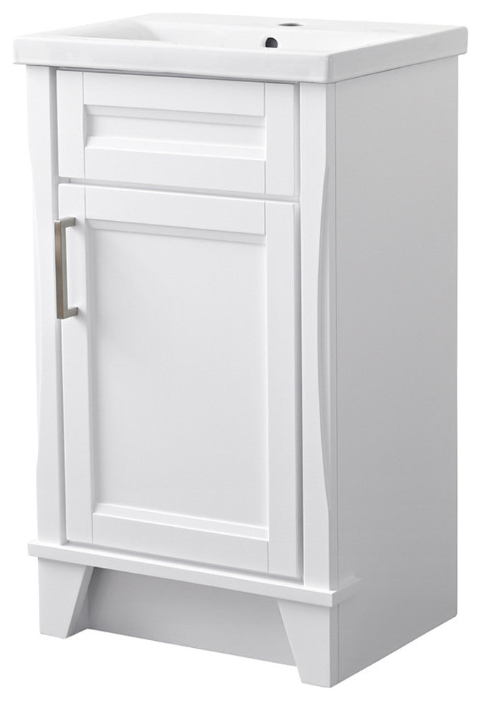 20" Single Sink Vanity With White Ceramic Sink Top, White