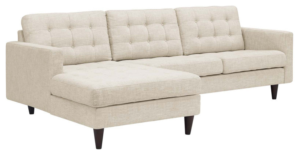 Modern Beige Empress Left-Facing Upholstered Sectional Sofa