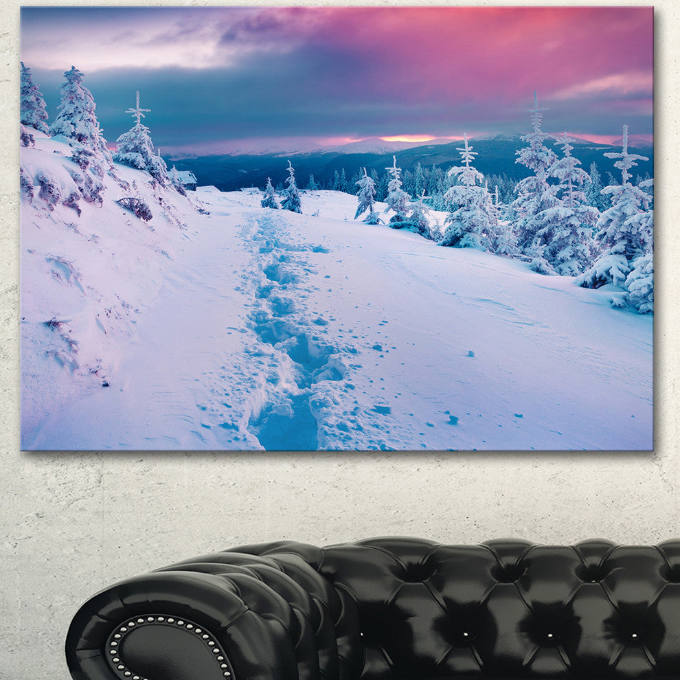 Beautiful Sunrise over Winter Mountains, Landscape Canvas Art Print, 40"x30"