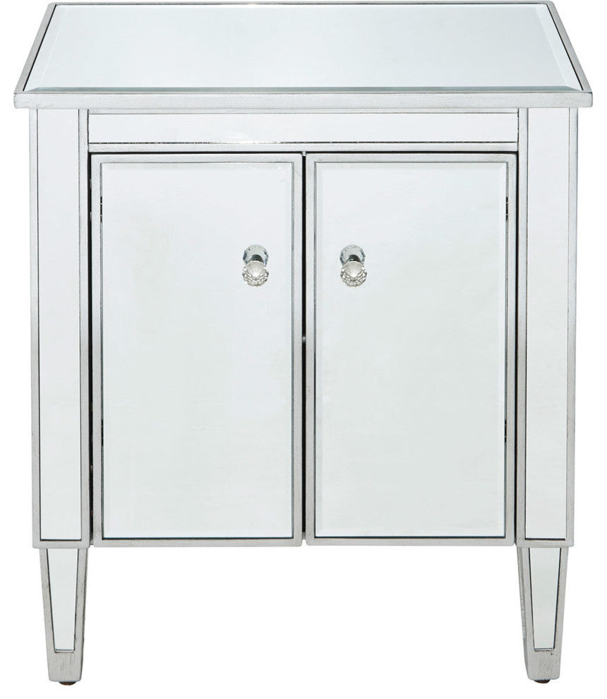 Nightstand 2 Doors 24" W X 16" D X 26" H, Antique Silver Paint