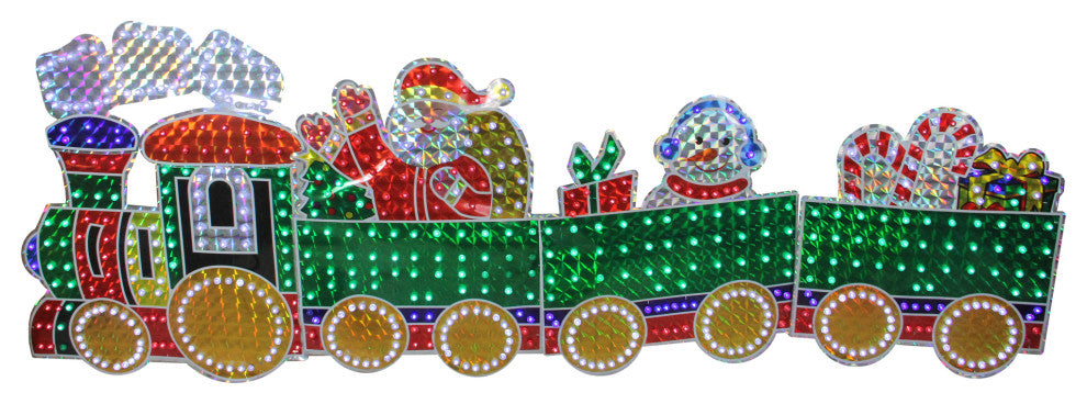 4-Piece Holographic LED Lighted Motion Train Set Outdoor Christmas Decoration