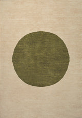 Cirkel Minimalist Geometric Dot Machine-Washable Area Rug, Cream/Olive, 3x5