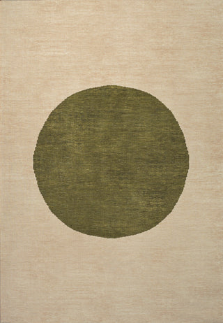 Cirkel Minimalist Geometric Dot Machine-Washable Area Rug, Cream/Olive, 3x5