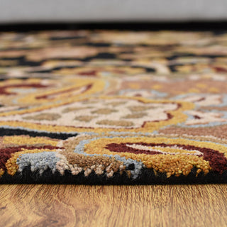 HAND TUFTED WOOL ECO-FRIENDLY AREA RUGS-Black Color, Floral Design