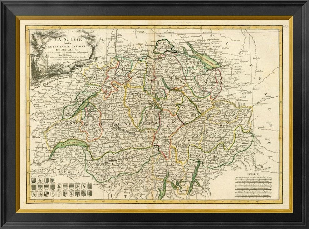 "La Suisse, 1782" Framed Canvas Giclee by Rigobert Bonne, 34x25"