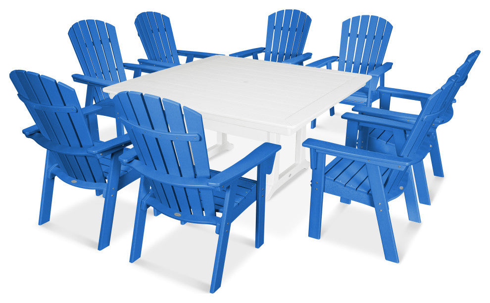 POLYWOOD Nautical Adirondack 9-Piece Trestle Dining Set