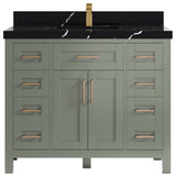 Cambridge 42" Single Sink Bath Vanity in Evergreen 2" Calacatta Black