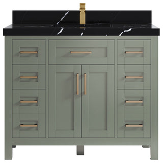 Cambridge 42" Single Sink Bath Vanity in Evergreen 2" Calacatta Black