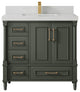 Aberdeen 36 Center Sink Bath Vanity in Pewter Green 2" Carrara Quartz