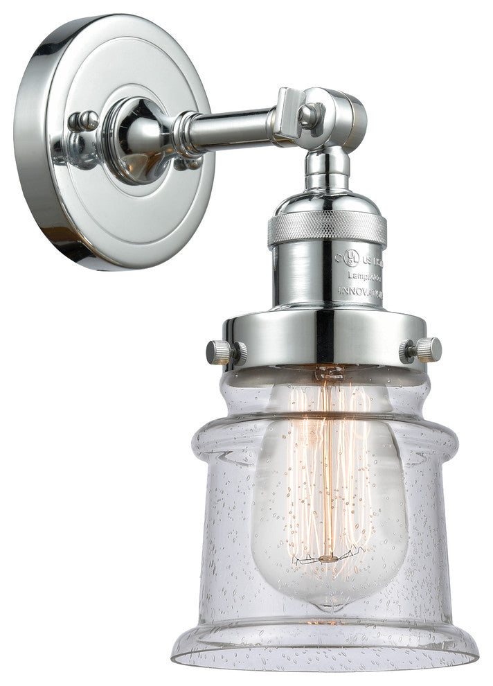 Small Canton 1-Light Sconce, Polished Chrome, Seedy