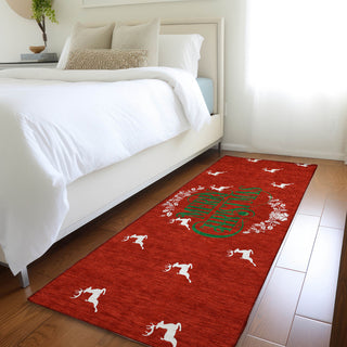 Addison Premium Washable Mayfield AMF217 Red 2'3" x 7'6" Runner Rug