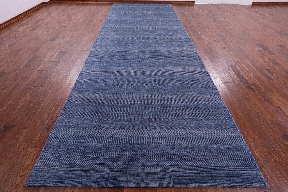6' 2" X 18' 3" Savannah Grass Hand Knotted Wool and Silk Rug Q11986