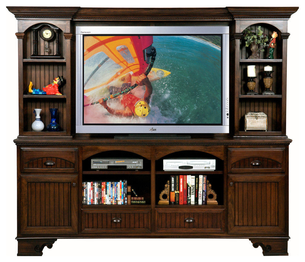 American Premiere 90" Entertainment Console, Chocolate Mousse, With Hutch