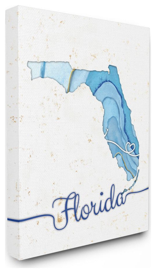 Stupell Industries Florida Agate Blue US State Design, 24 x 30